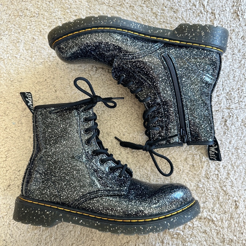 Dr. Martens Black Glitter Combat Boots